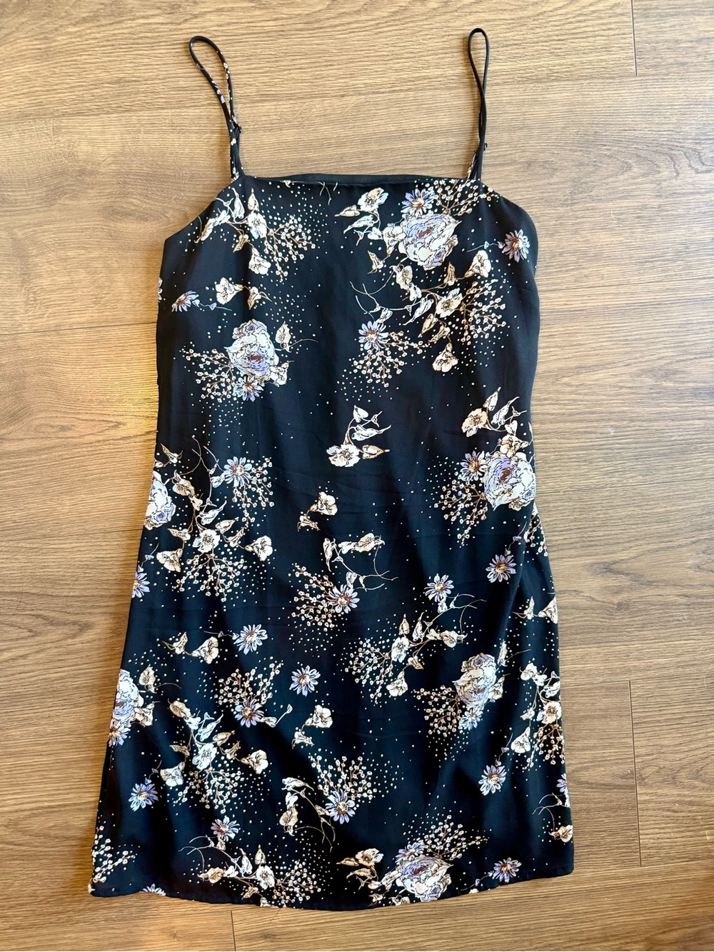 Francesca's Collections - Mi ami Black Floral Mini Slip Dress